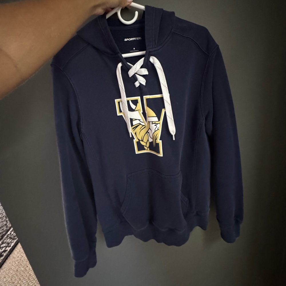 Sport-Tek Hoodie in Navy with Gold Accents